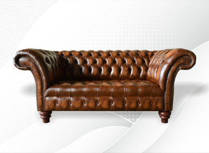 Design Chesterfield Sofa 2 Sitzer Braun Couch Polster Sofas Wohnzimmer Sofa Neu